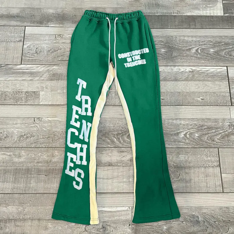 Projektant graficzny Druk Vintage Micro stretch Flear Pants Męskie swobodne sporty joggery dresowe