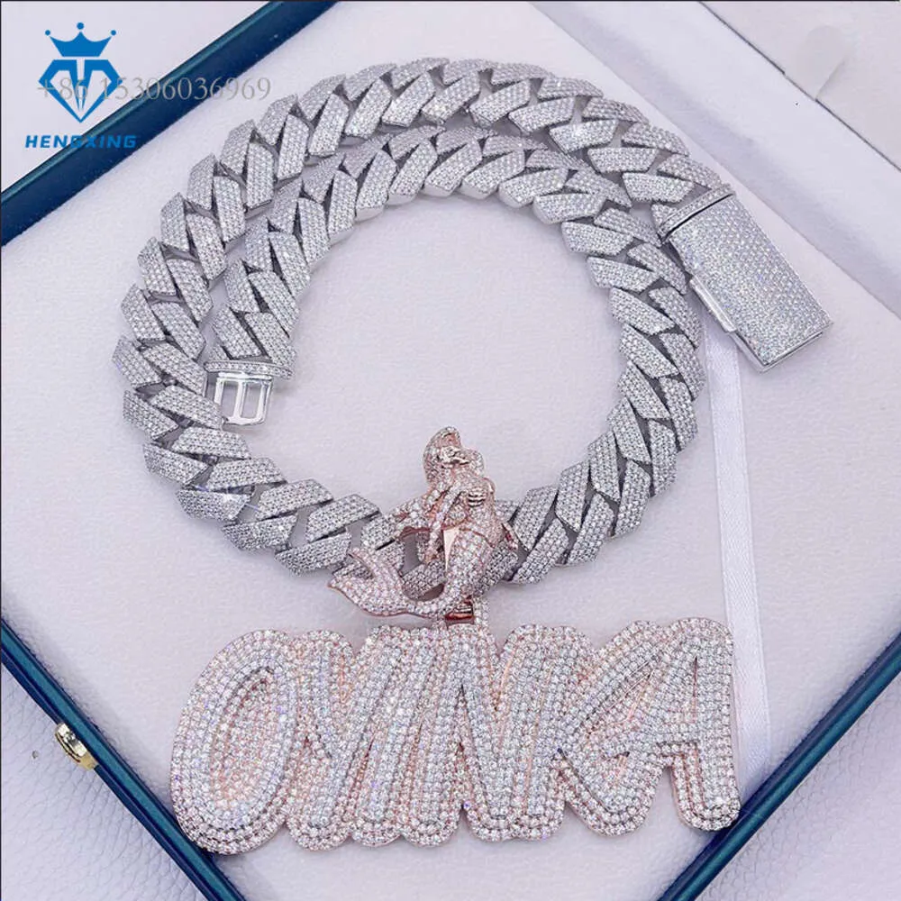 Custom Iced Out Mermaid Moissanite Letter Pendant Sier VVS Hiphop Necklace Jewelry Moissanite Pendant