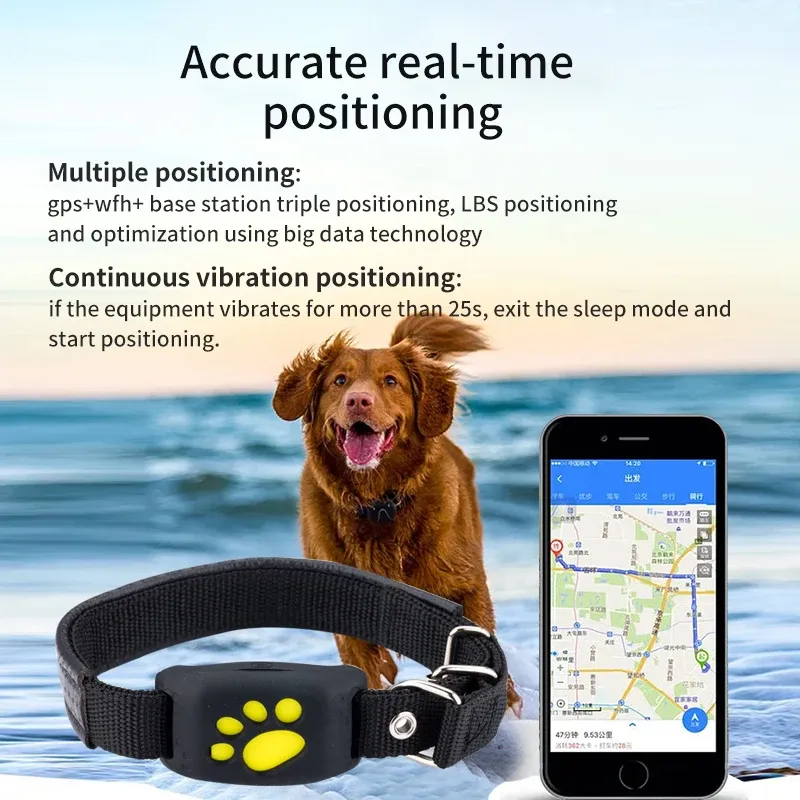 Tracker Hunde Katzen GPS Tracking PET GPS Tracker -Kragen Antilost -Gerät Echtzeit Tracking Locator Pet Collars für universelle Hunde