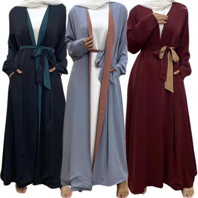 Ethnic Clothing Ramadan Eid Muslim Women Dress Open Abaya Fashion Dubai Turkish Cardigan Islamic Kaftan Arabia Robe Femme Morocco Gown