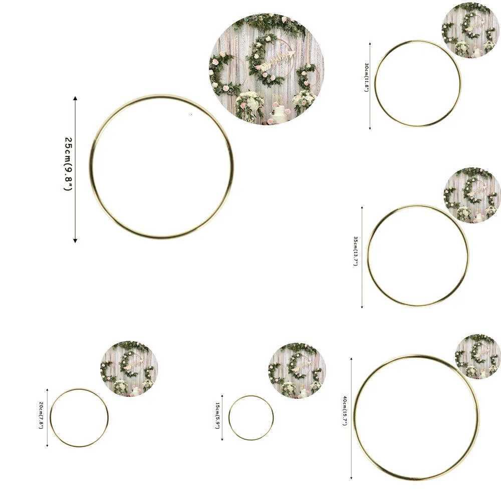 New New Round Floral Hoop Wreath Rame Wedding Engagement DIY Dream Catcher Wall Hanging Craft Metal Ring For Table Decorations