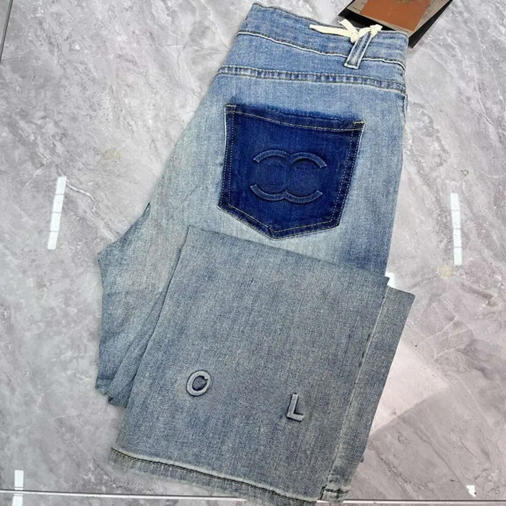 Designerbroek Damesjeans Dames geborduurde denimbroek met negen punten Luxe slim fit jeans Mode casual jeansbroek met rechte pijpen