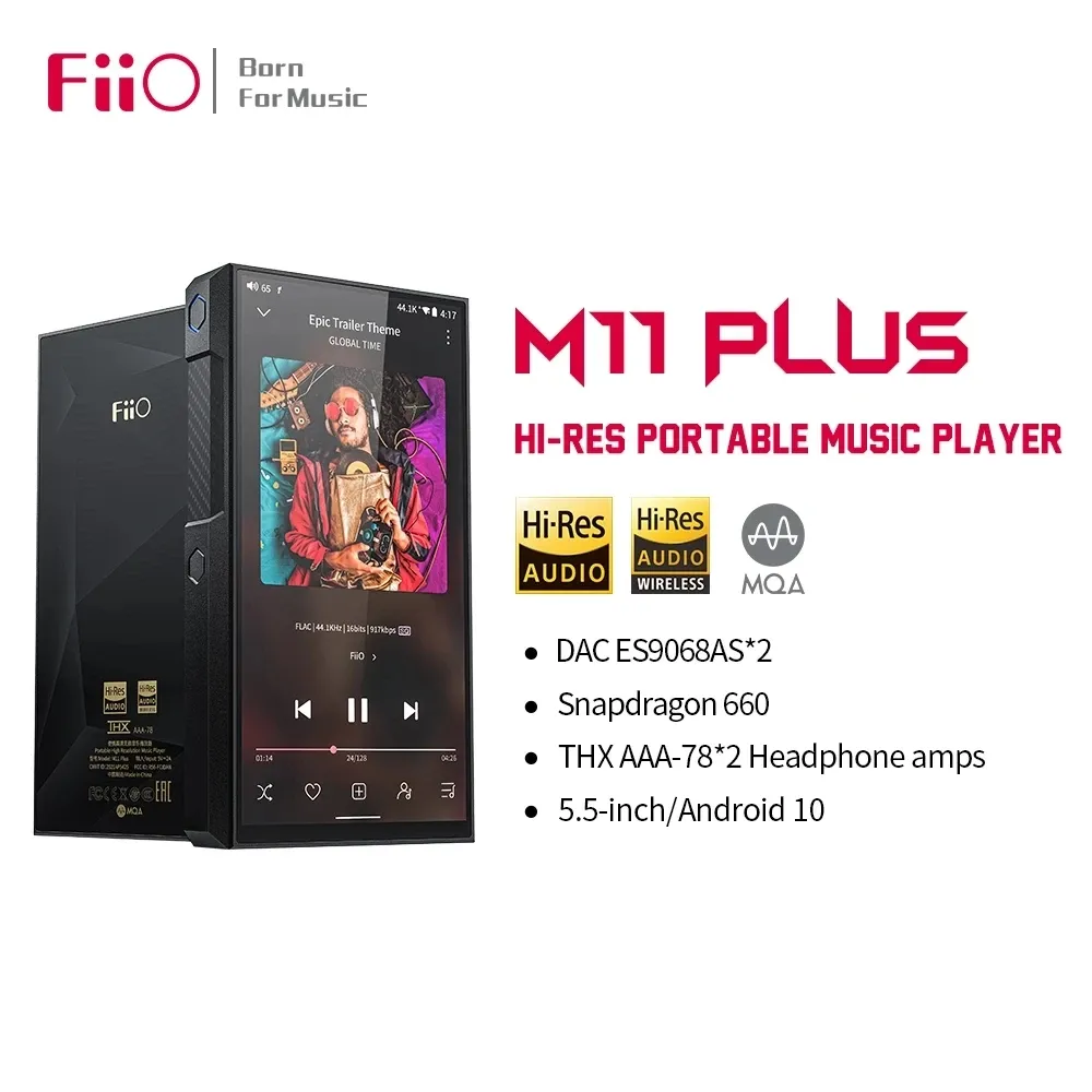 プレーヤーfiio M11プラスESS雇用音楽プレーヤーMP3 Android 10 / MQA / DAC ES9068AS*2 DSD512 BLUETOOTH 5.0 5.5INCH 64GB Snapdragon 660