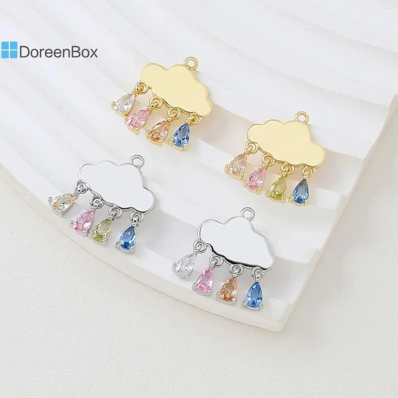 Breloques en forme de goutte de nuage, pendentifs en strass, Collection météo en cuivre multicolore pour bijoux à bricoler soi-même, 19mm X 16mm, 1 pièce