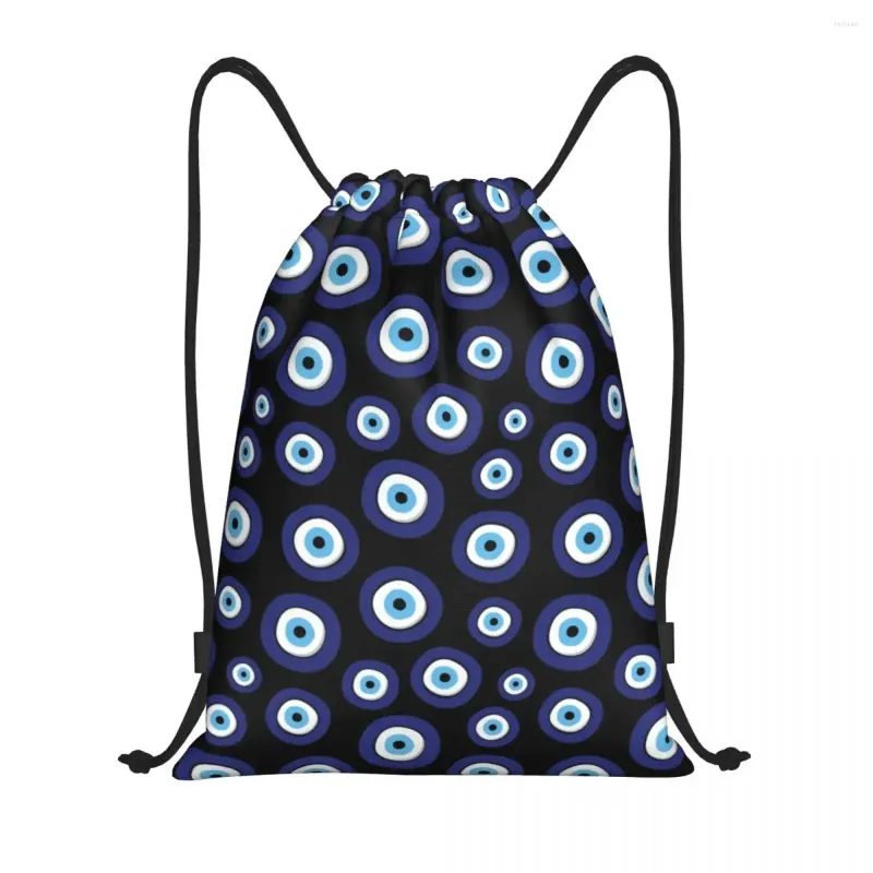 Borse per la spesa Amuleto greco Modello Evil Eye Zaino con coulisse Leggero Nazar Portafortuna Palestra Sport Sackpack Sacchi per allenamento