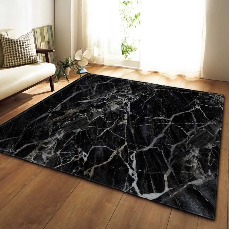 Mattor svart vit marmor tryckt sovrum kök stora mattor för vardagsrum tatami soffa golvmatta anti-slip matta tapis salong dywan h240514