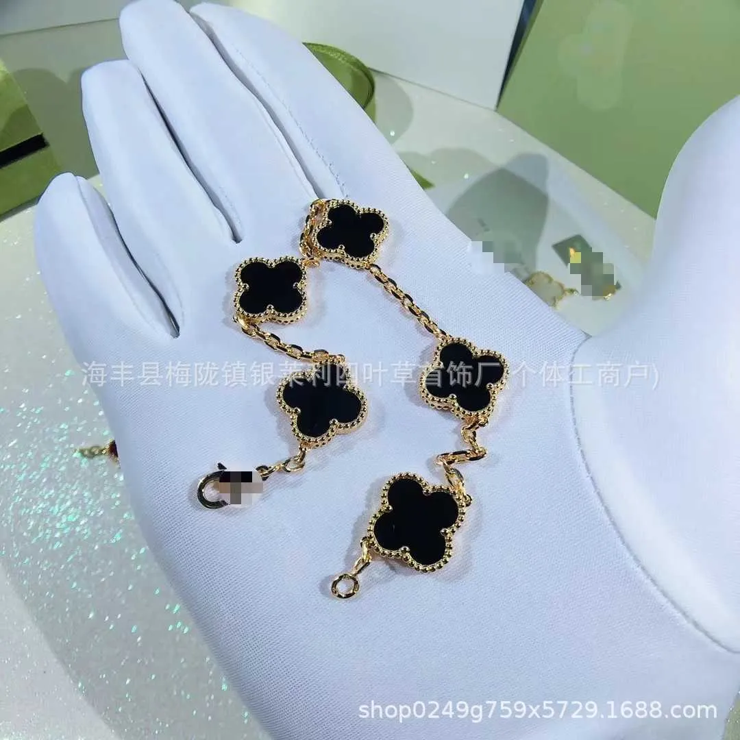 Ontwerper Van cl-ap S925 zilveren hoge versie klaver armband K goud proces CNC Fanjia natuurlijke Fritillaria vijf bloemen laser volledige diamant L3SZ