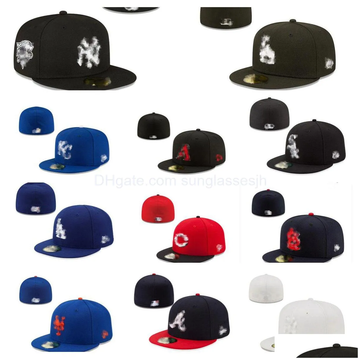 wholesale Casquettes de baseball Été Designer Ajusté Chapeaux Snapbacks Chapeau Réglable Baskball Toute L'équipe Logo Sports De Plein Air Broderie Coton Plat Fermé B