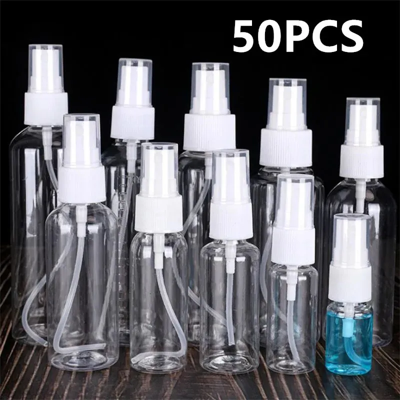 En gros 50 pièces 10 ml 50 ml 100 ml bouteilles de pulvérisation portables conteneurs vides bouteille d'atomiseur bouteille de parfum de voyage bouteille d'alcool 240226