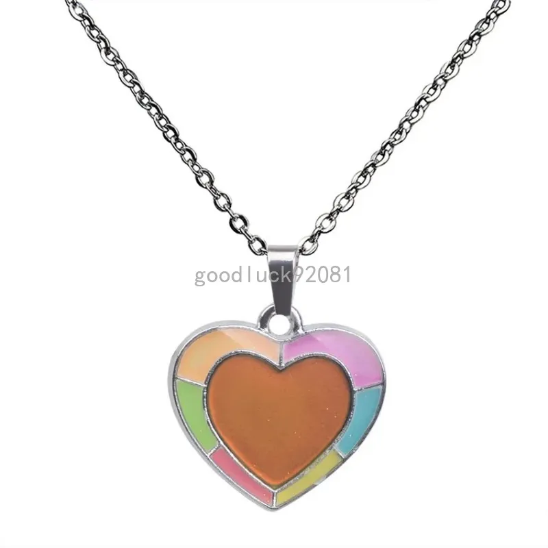 Mood Heart Color Changing Temperature sensing necklace pendant women Children necklaces Fashion jewelry