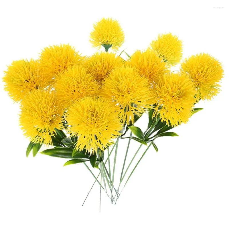 Kwiaty dekoracyjne 15pcs sztuczne rośliny Decor Dandelion Decor Plastikowe wazon kwiatowy ornament do dekoracji