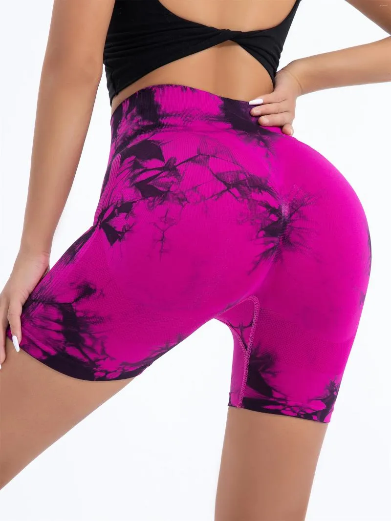 Active Shorts Women's Seamless Tie-Dye High Waisted Hip Lifting Yoga Sports Elastic Breathable Short Leggings For Gym Women