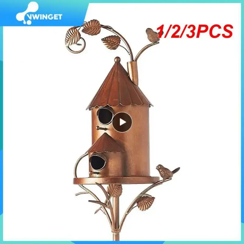 Nests 1/2/3PCS Bird House With Pole Metal Bird Feeders Garden Stakes Art Bird Houses For Courtyard Backyard Patio Outdoor Garden