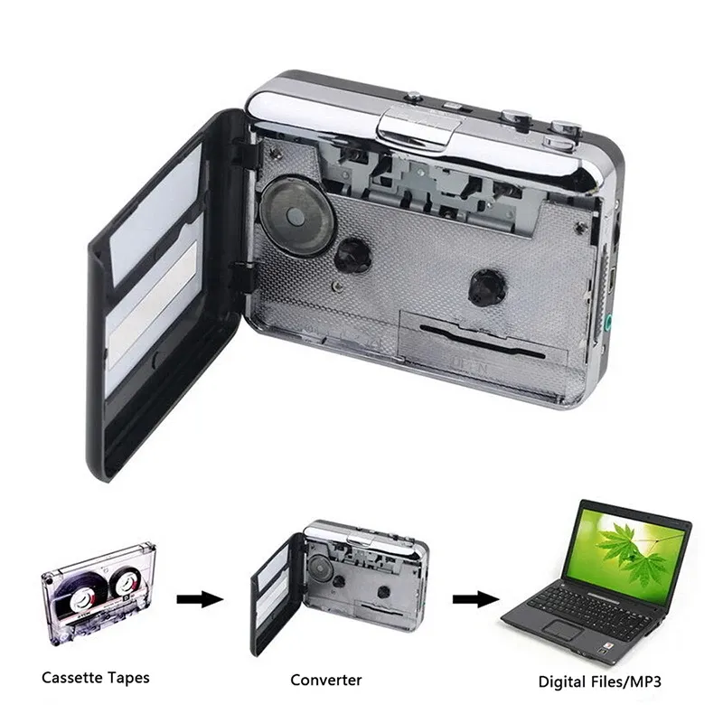 Odtwarzacze Kaset USB Przenośna taśma kaseta USB Portable USB do MP3 Converter Capture Audio Music Player Tape Cassette Rejestrator kasetowy