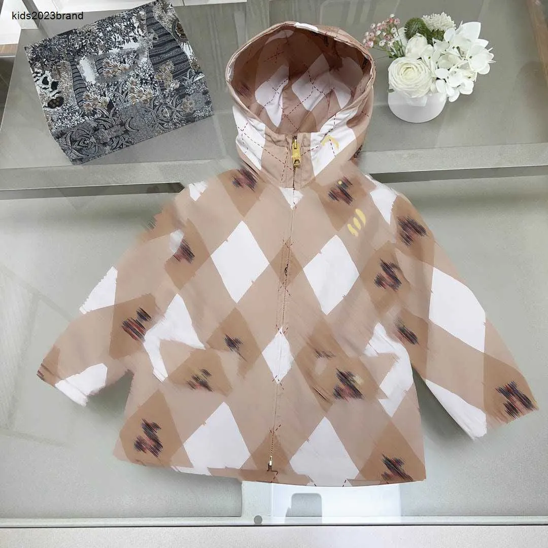 Nova criança tench casacos diamante xadrez impressão crianças casaco tamanho 100-160 cm roupas de bebê menina menino com capuz blusão 24feb20