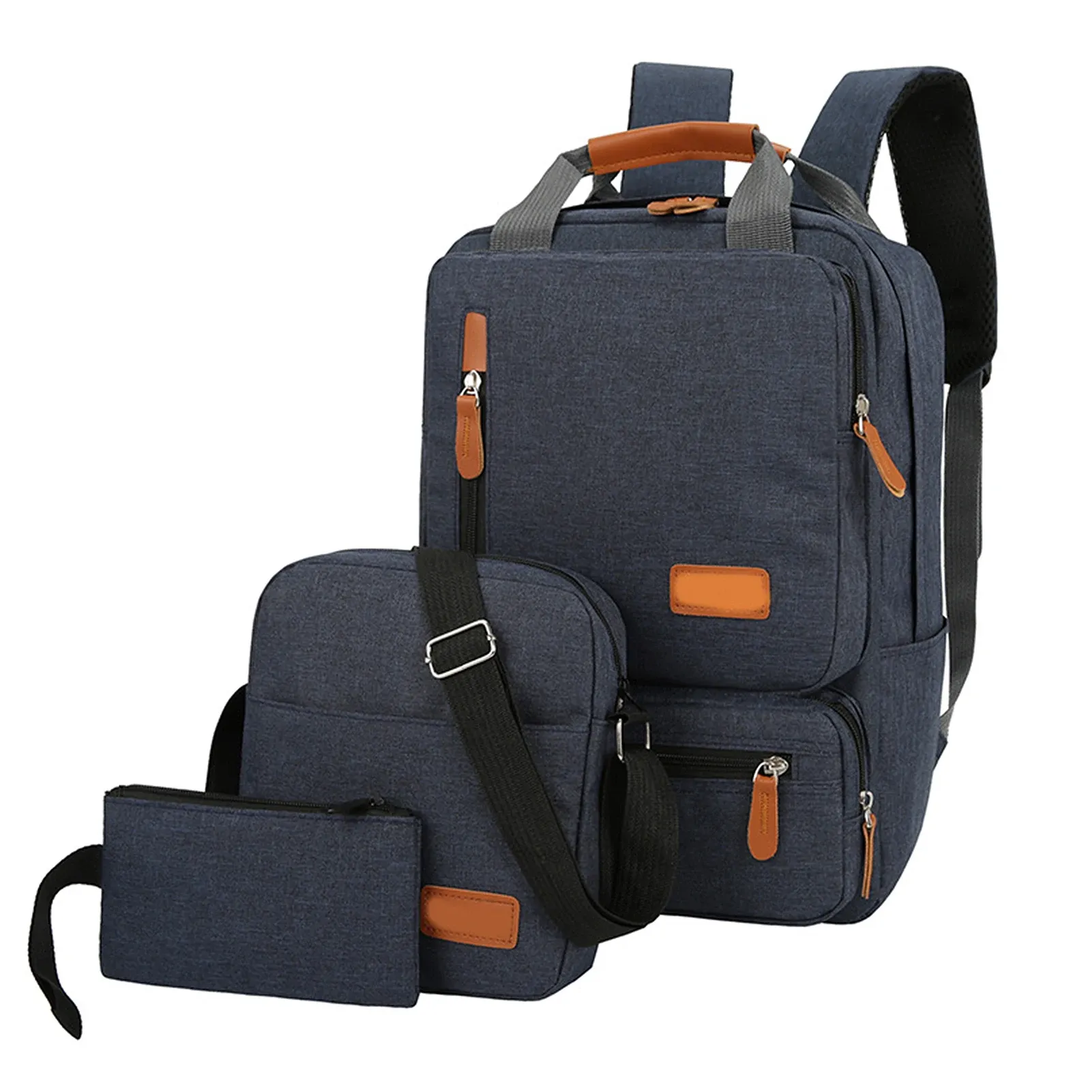 Сумки 3pcs рюкзак наставьте женские мужчины для ноутбука рюкзак для плеча на плечо маленький карман для школьной школы. Колледж подходит до 14,5 дюйма