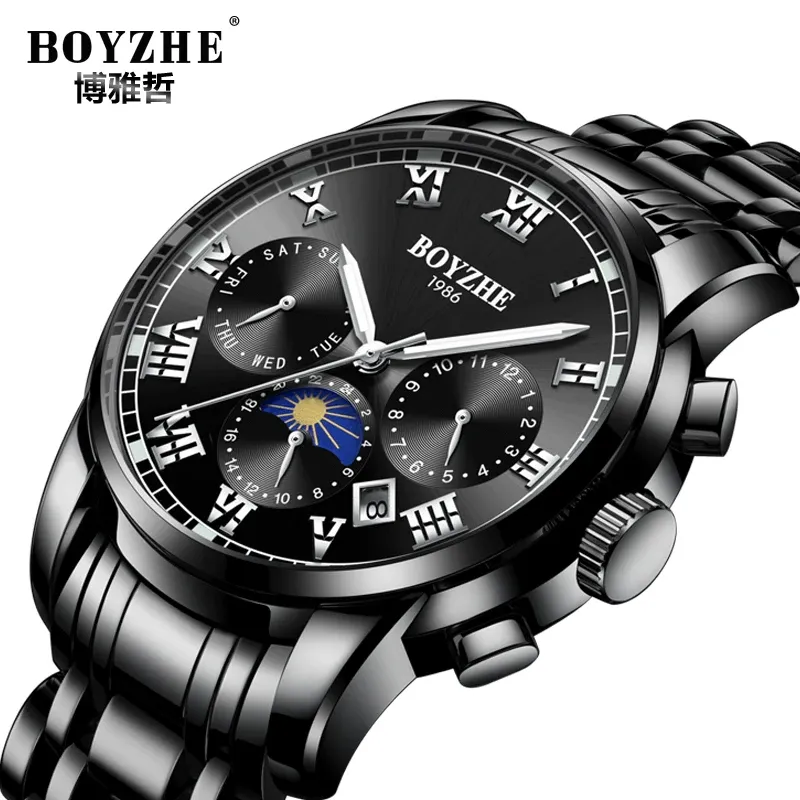 Montres Boyzhe grande vente hommes montre mécanique automatique montre-bracelet d'affaires affichage du calendrier montre mécanique étanche Relogio horloge