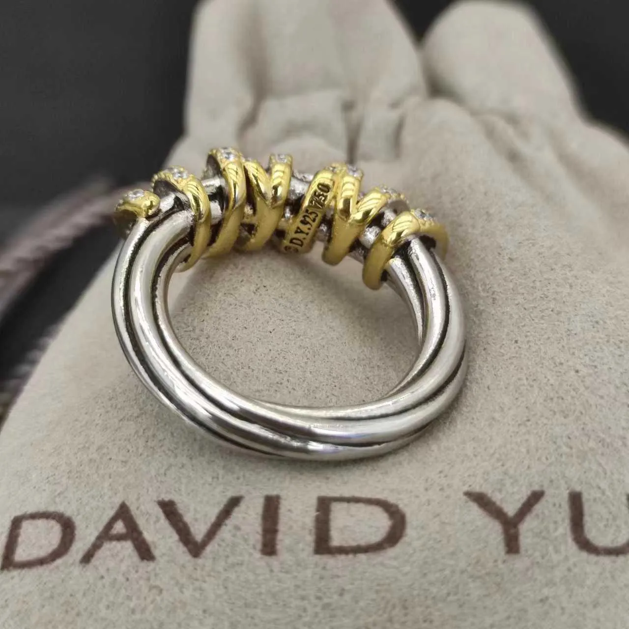 Anéis de casamento torcidos vintage DY banda designer para mulheres presente diamantes 925 prata esterlina dy anel masculino personalizado moda 14k banhado a ouro joias de noivado 3Y24