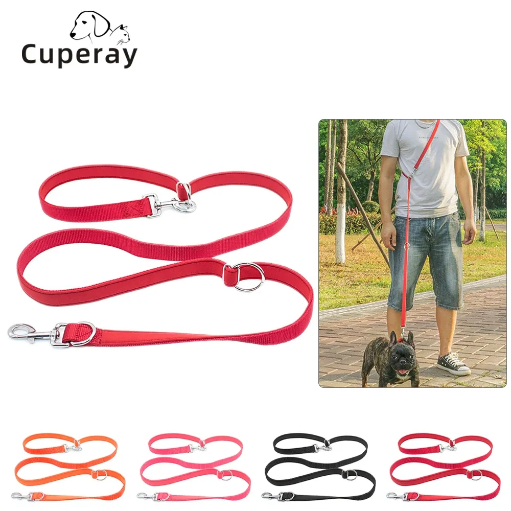 Leashes Freihändige Hundeleine, multifunktionale Hundetrainingsleinen, 2 m verstellbare Länge, Nylon-Doppelleinen für kleine, mittelgroße und große Hunde