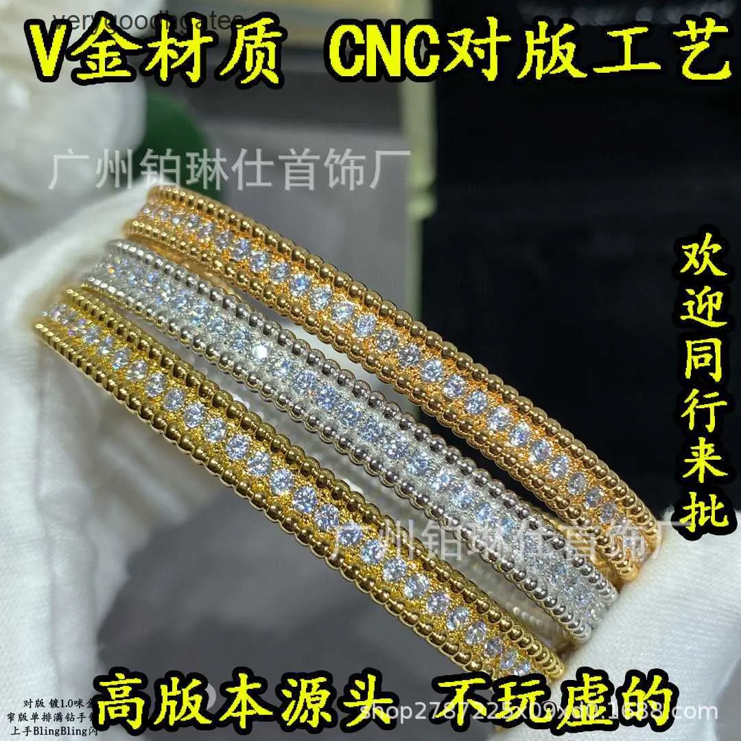 Designer Van Cl-Ap V Golden Fan Family Ball Edge Full Diamond Armband med Mijin Light Luxury Mångsidig modepärla UAUV