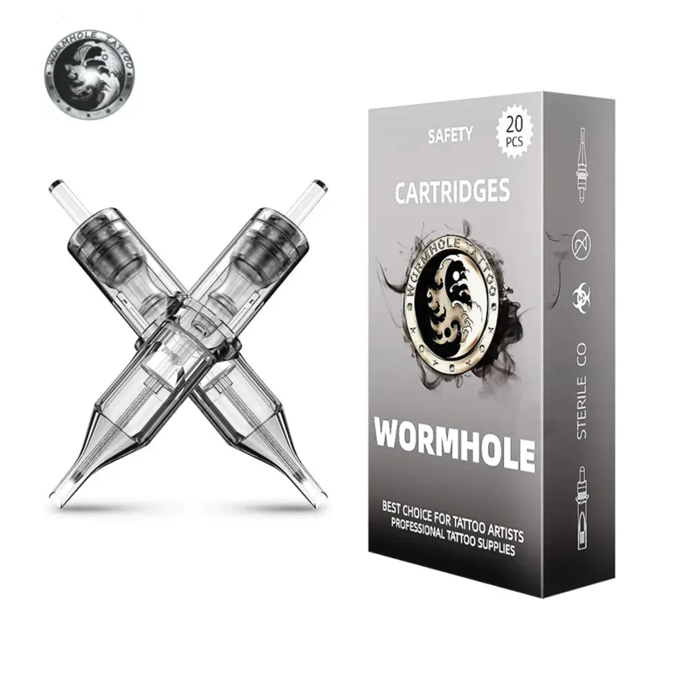 Needles WORMHOLE Tattoo Cartridge Needles Round Liner 20PCS Pattern Disposable Sterile Safe RL Tattoo Needles Gray