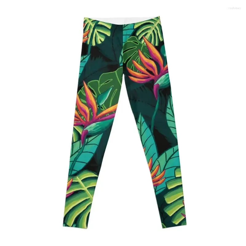 Active Pants Birds in Paradise Black Leggings Gym Wear Leginsy Push Up Women's Tights Womens