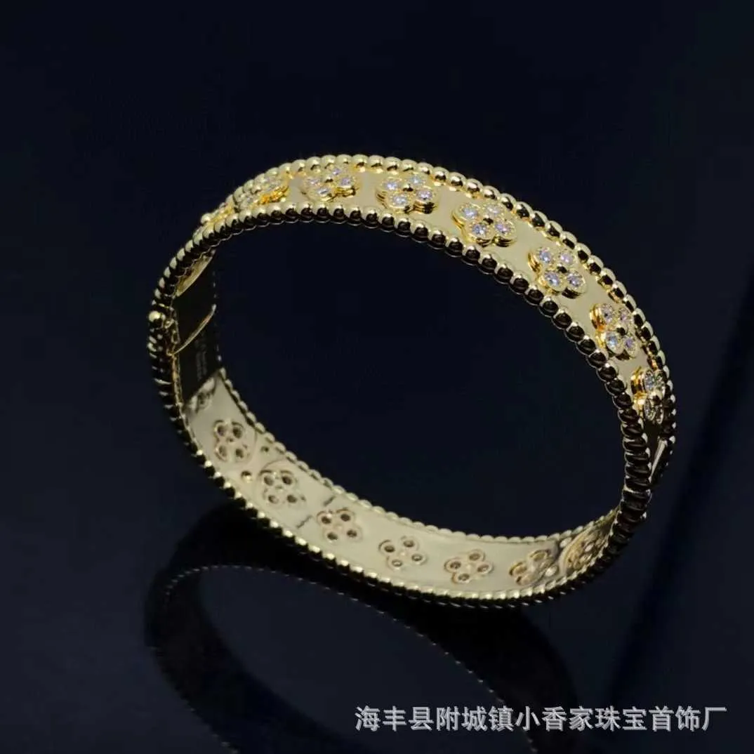 デザイナーvan cl-ap fanjia cncハイエンド万華鏡ブレスレット付きクローバーvワイドプレートフルスカイスターゴールド
