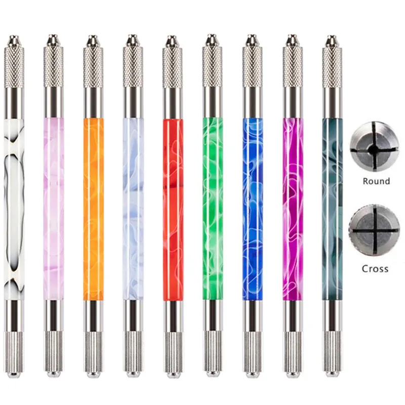 Accesories 5pcs New Double Head Microblading Pen 매뉴얼 문신 머신 바늘 블레이드 영구 메이크업 자수 눈썹 입술 액세서리