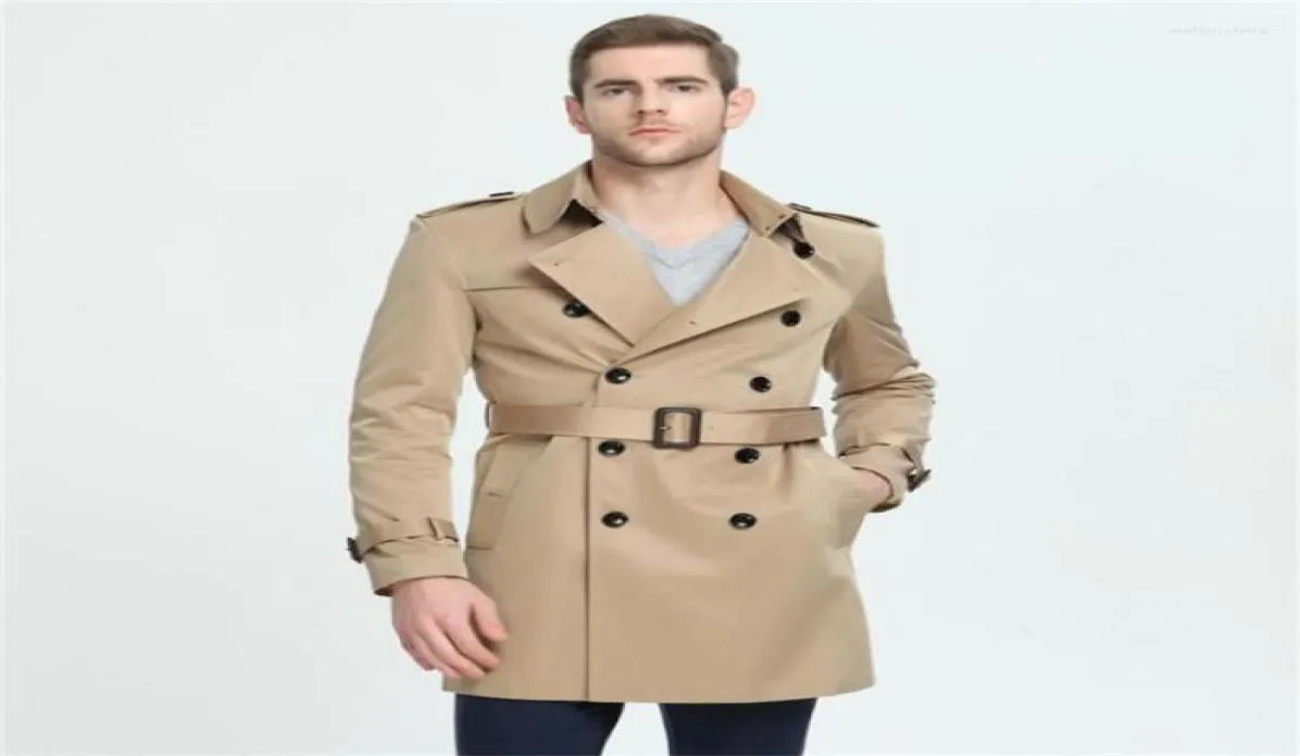 Men039S Trench Coats Business Casual Middlth Windbreaker Khaki Youth Slim Autumn and Winter Jaqueta Masculina Black Will229123374