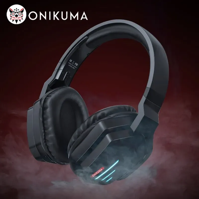 Kopfhörer ONIKUMA Kabellose kompatible Kopfhörer mit LED-Licht, professionelle Gaming-Kopfhörer, faltbares Headset, Gamer-Ohrhörer für PC, PS5