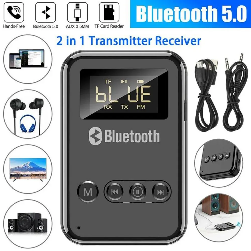 Hoparlörler LED Dijital Ekran Bluetooth 5.0 Alıcı Verici Adaptörü 3.5mm AUX MP3 TF HIFI Ses Adaptörü PC TV ARAŞ