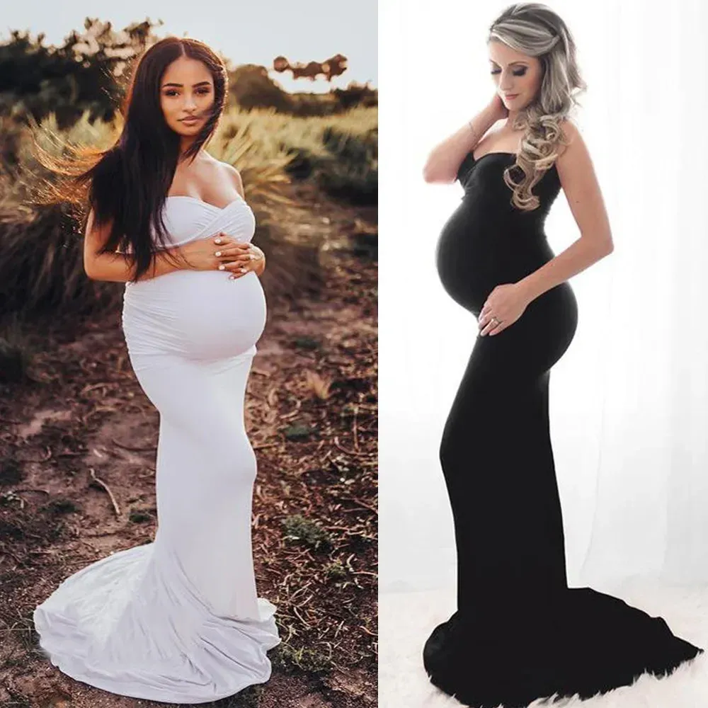 Dresses Maternity Photography Dresses Sleeveless Low Chest Fitting Pregnant Woman Baby Shower Stretchy Dresses Pregnancy for Photo Shoot