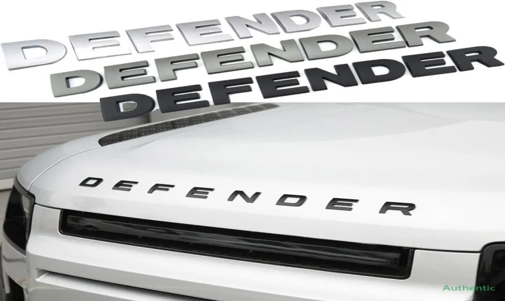 3D Stereo Letters Badge Logo Sticker ABS For Defender Head Hood Nameplate Black Gray Silver Decal Car Styling5650338