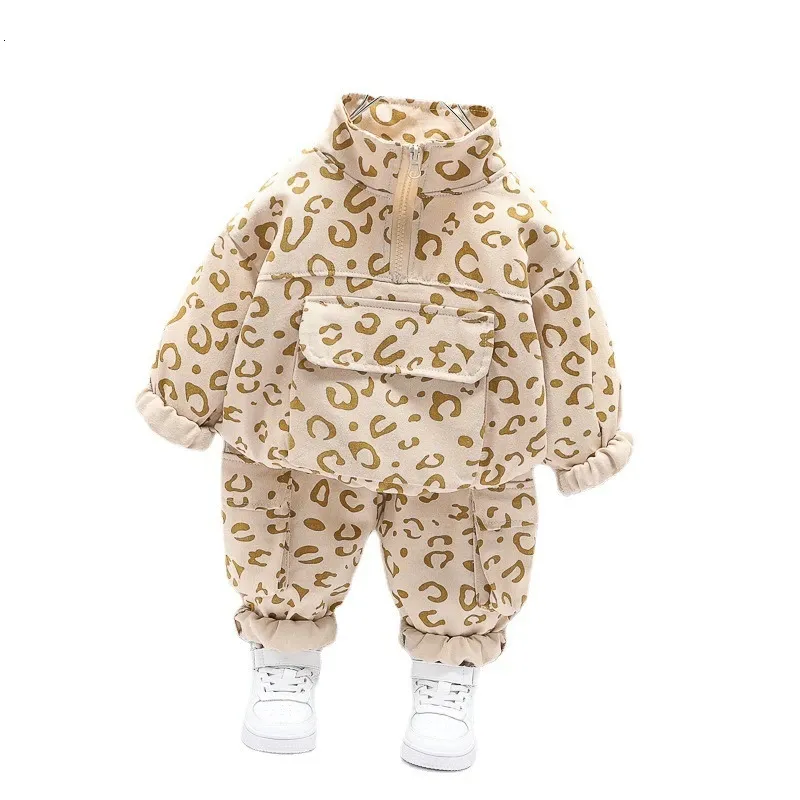 Frühling Herbst Kinder Mode Kleidung Jungen Mädchen Jacke Hose 2pcsets Kinder Kleinkind Kleidung Infant Cotton Tracksuit 240223