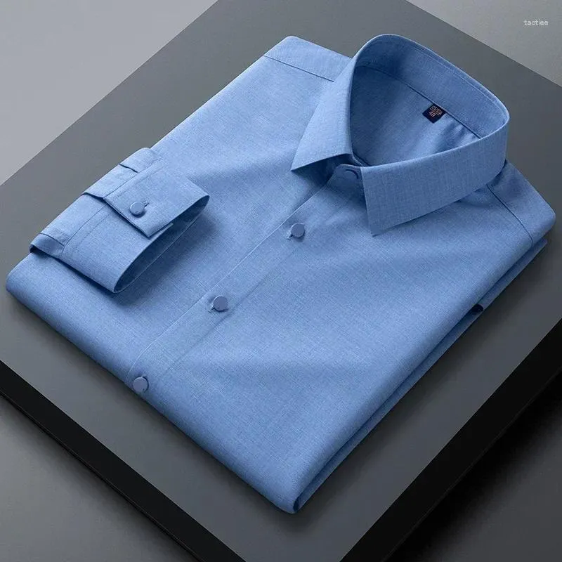 Koszulki mężczyzn Męskie Klasyczne biznes długie rękawie Tatting Traceless Solid Elegancka Formal Shirt swobodna standardowa odzież robocza męska