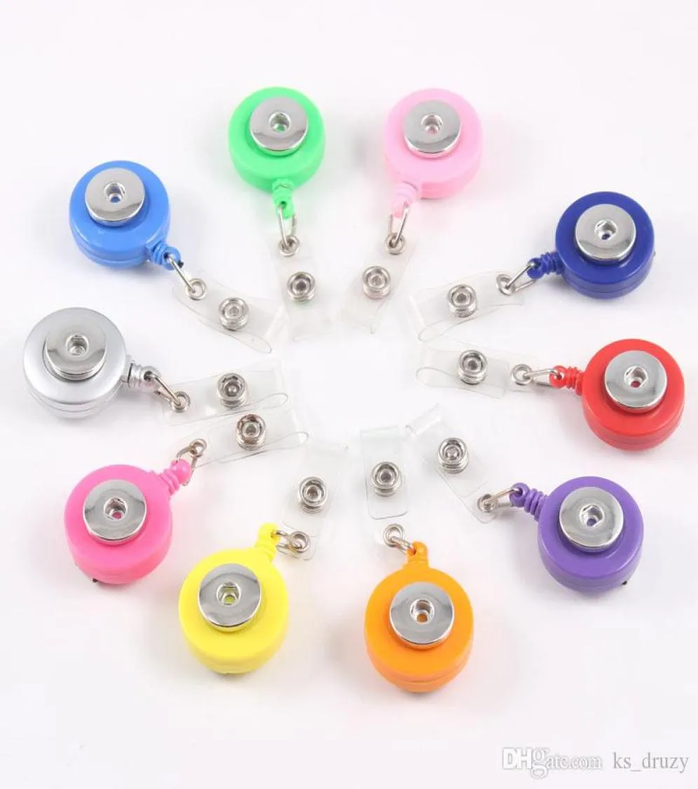 Snap Button Retractable Ski Pass Kimlik Kart Rozeti Tutucu makaraları Çeken Anahtar Adı Geri Alma Makarası Uygun 18mm Snaps Düğmeleri Takı MKI3087714