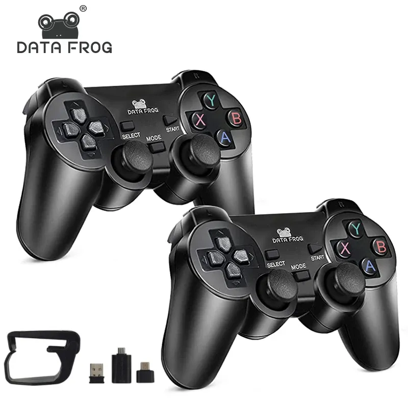 GamePads Data Frog 2 graczy 2.4G bezprzewodowy kontroler gamepad dla joysticka smartfonu na Androidzie na PC Joypad z konwerterem OTG