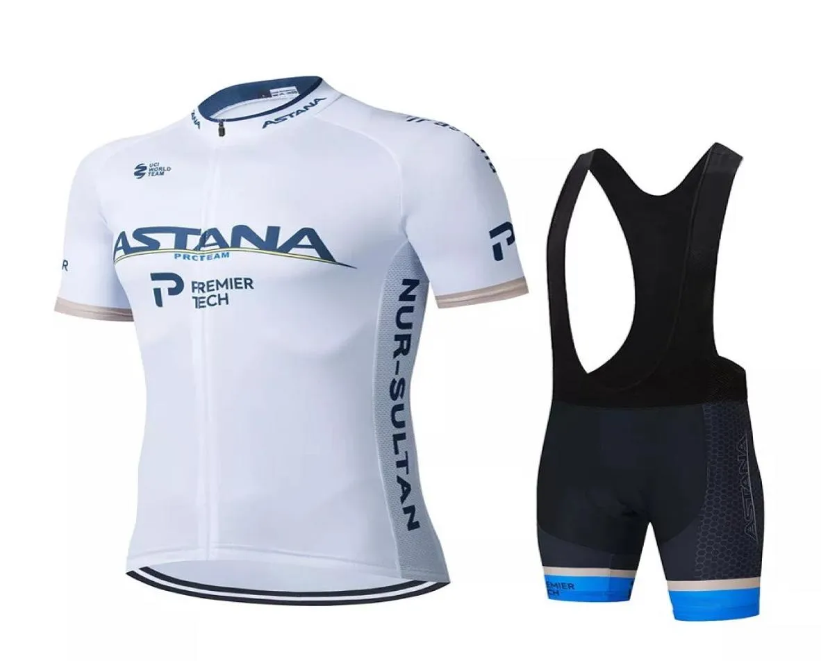 Cykeltröja Set 2021 Pro Team Astana Cycling Clothing Summer Breattable Short Sleeve Bicycle Jersey Bib Shorts Kit Ropa Ciclism8839991