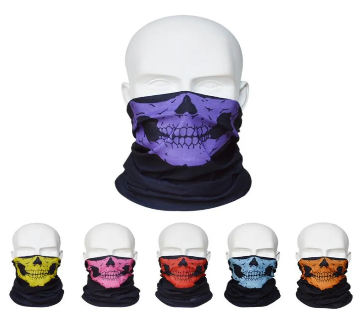 Yeni Kafatası Tasarım Çok Fonksiyon Bandana Ski Sport Motosiklet Bisikletçisi Eşarp Yarım Yüz Maskeleri Açık Yüz Maskesi 12 Renkler6576321