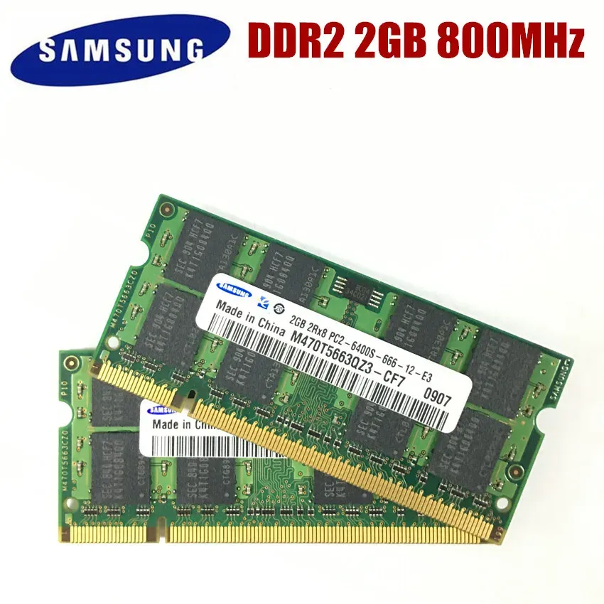 Rams Samsung DDR2 2GB 1GB PC2 5300S 6400S DDR2 2G 1G 667 800 MHz Laptop Memory Notebook Module Sodimm Ram