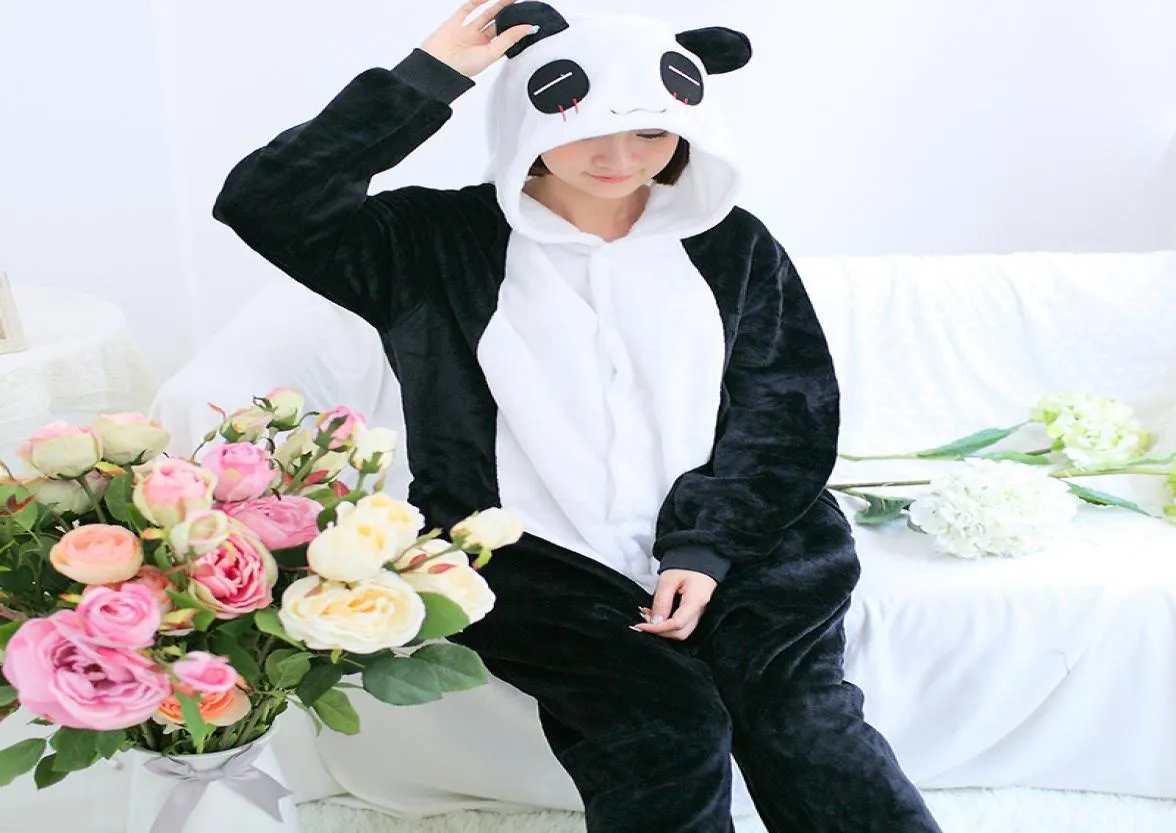 Nuovi bambini kigurumi Panda Coperta Tuta Tuta Bambini adulti Felpa con cappuccio Pigiama animale Tutina Cosplay Flanella Costumi da notte Y1292823