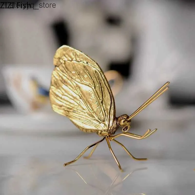 Overige Home Decor Miniatuur Beeldjes Ambachten Gouden Vlinder Mier Standbeeld Metaal Insect Decoratie Ornament Meubels Legering Kunstwerk Woondecoratie Q240229