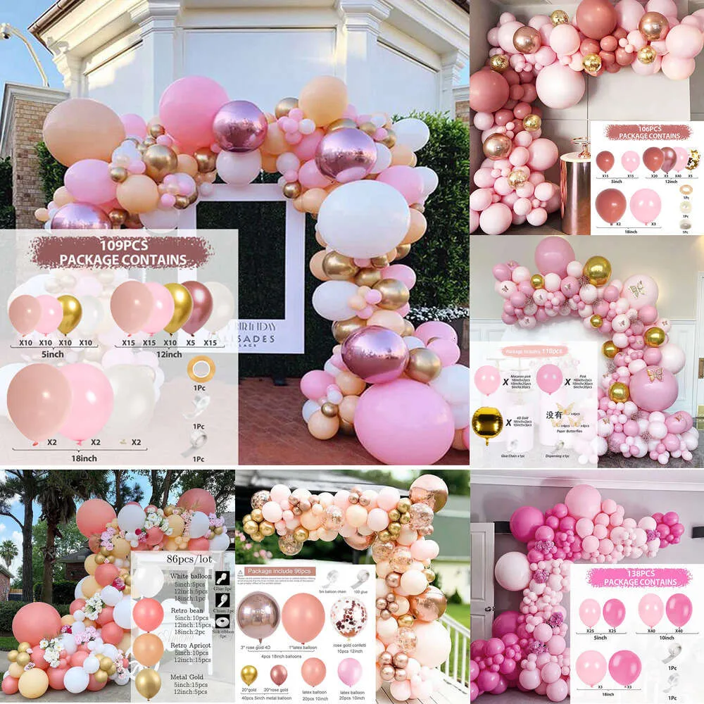 Новый комплект, латексный шар с конфетти розового и золотого цвета, украшение для свадьбы, дня рождения, вечеринки, воздушный шар для детского душа, гирлянда, арка