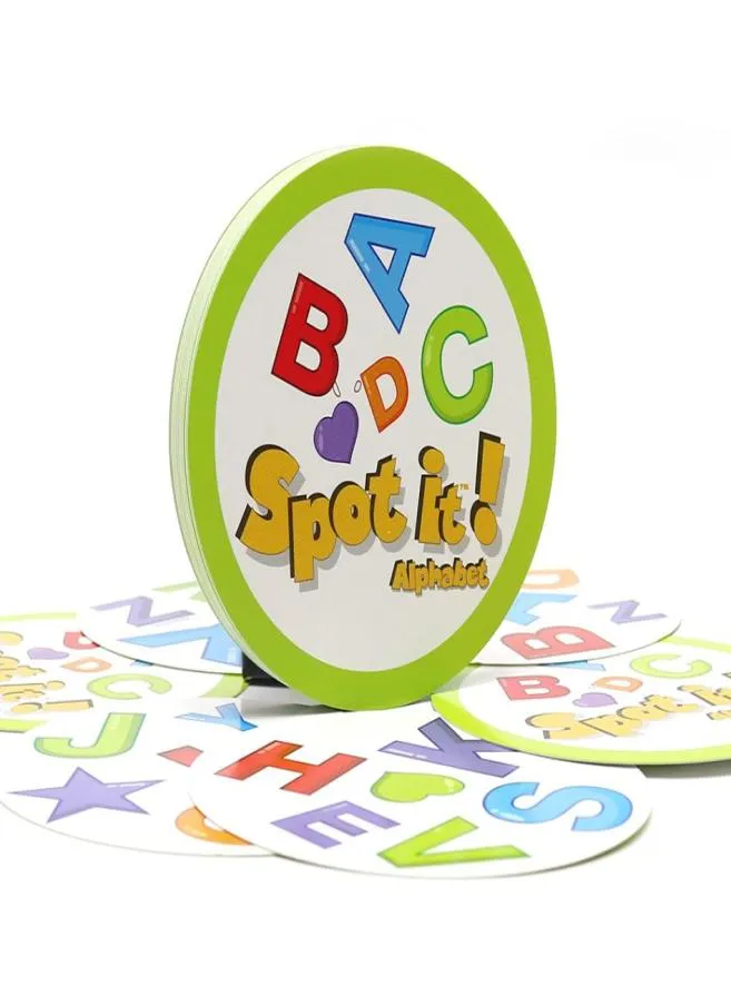 Jouet éducatif spot it alphabet 30 cartes sans boîte en métal pour le plaisir en famille papier importé Dobble it jeu de cartes games5461023