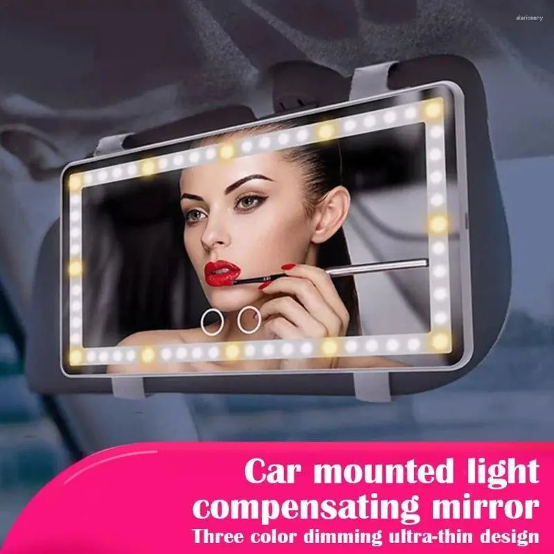 Acessórios interiores do carro viseira de sol espelho vaidade cosmético recarregável 3 modos maquiagem com 60 leds reguláveis clip-on luz