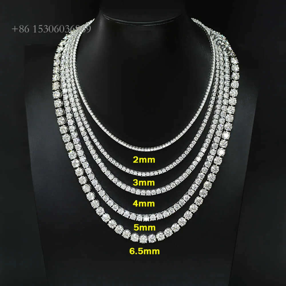 Wuzhou prix usine Hip Hop collier S Sier avec GRA VVS lien cubain 2Mm - 6.5Mm Moissanite chaîne de Tennis bijoux