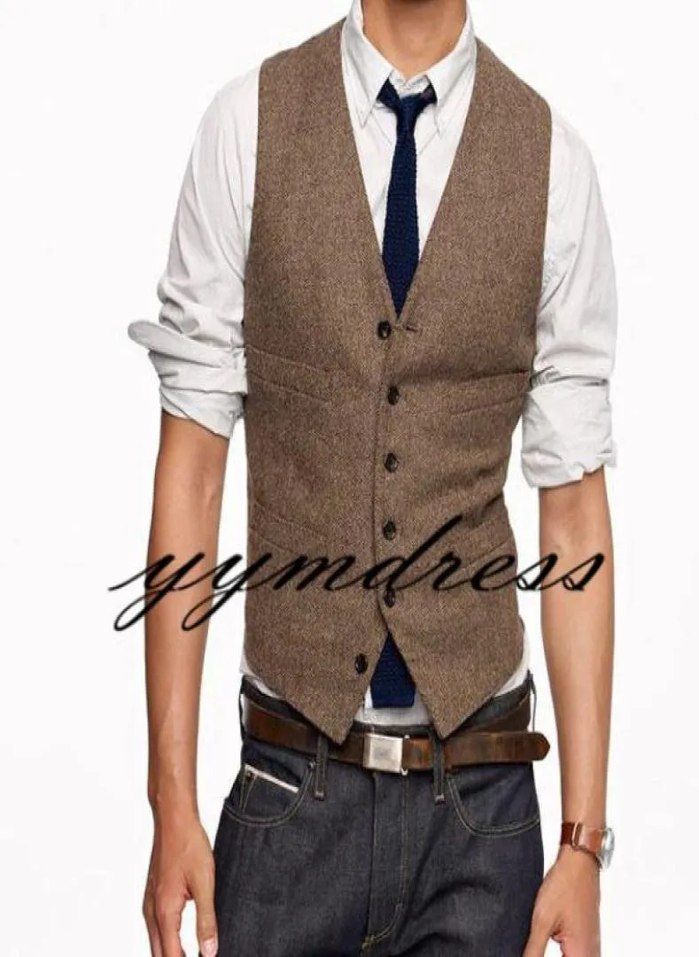 Gilet da sposo in tweed marrone Gilet da sposo per fattoria Gilet da uomo039s Gilet da completo Gilet Abito Gilet Gilet Abito da ballo Festa personalizzata Coupl4156305