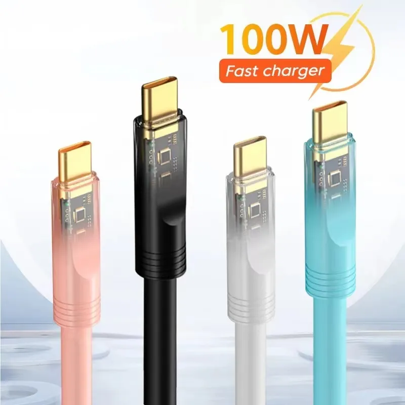 100 W Kabel USB C Kabel Super Szybki Ładowanie 6A Typ Cakle Silikon Kabel Szybki sznur dla Samsung S23 S24 Xiaomi 12 LG