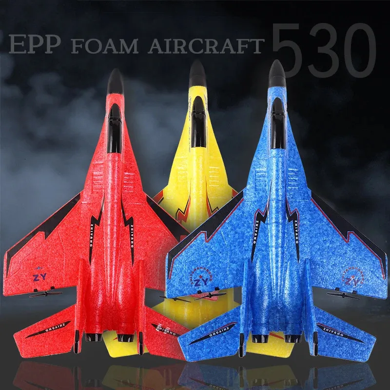 ZY-530 RC Plane 2.4G Glider With Light Fixed Wing Hand Throwing EPP Foam MIG 530pro RC Airplane Kids Toys Aircraft RTF Gifts 240219