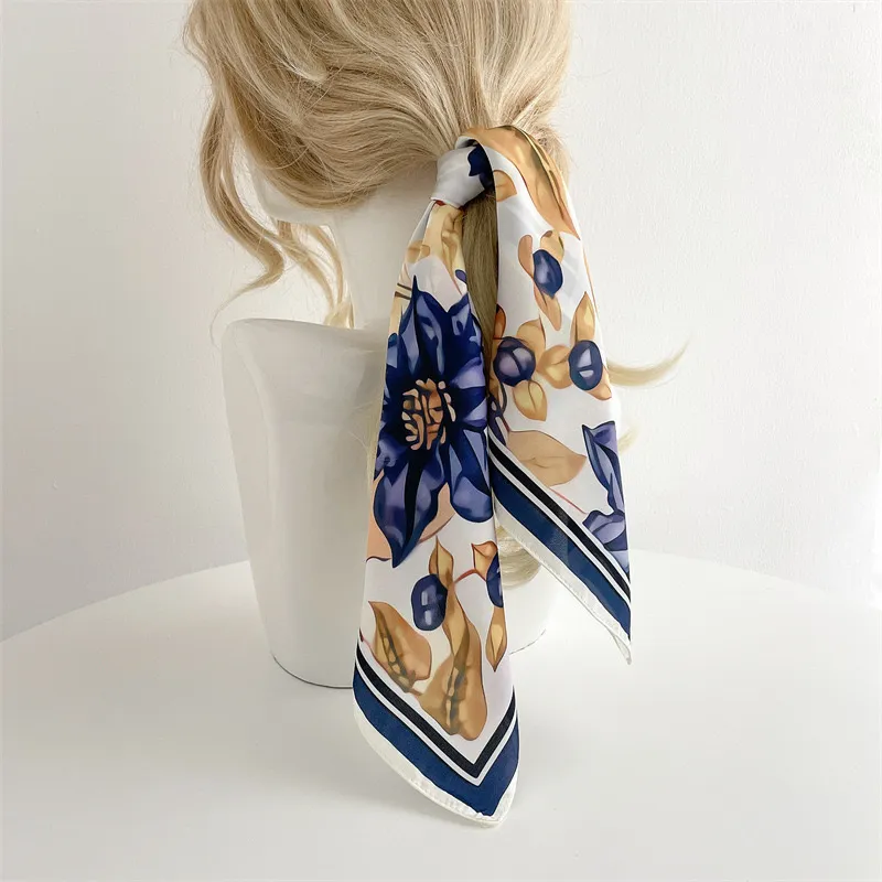 55 cm Zijden Vierkante Sjaal Dames Luxe Das Print Lente Haar Hand Wirst Foulard Bandana Hoofddoek Sjaal Wrap Echarpe tweeledig doel